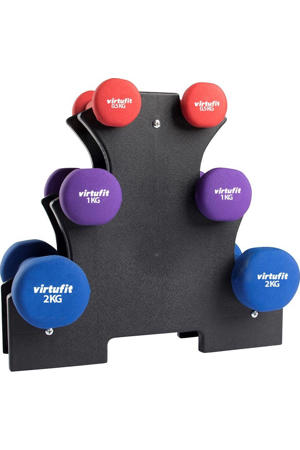 dumbbellset in houder - 0.5/1/2 kg