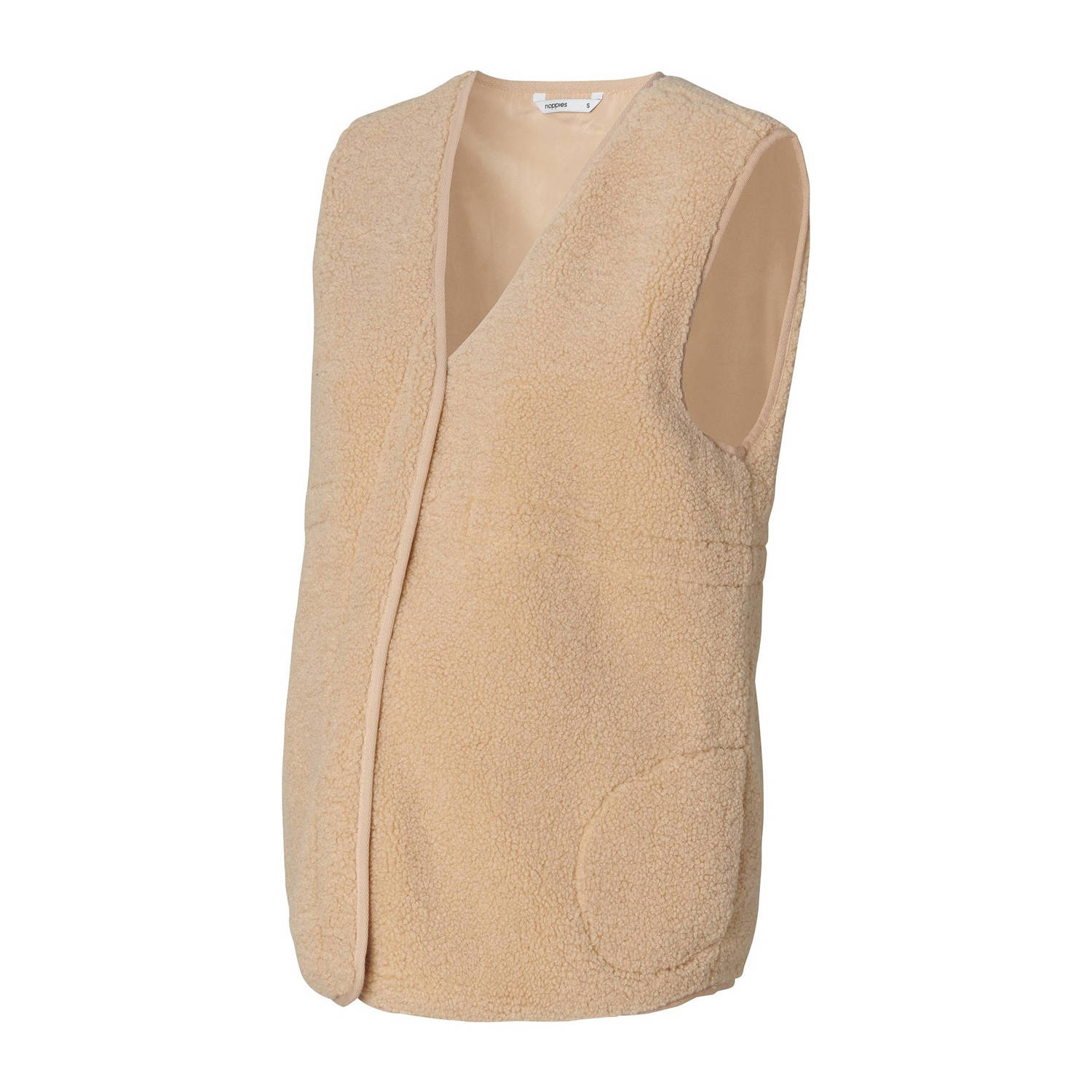 Noppies zwangerschapsgilet Indi beige Dames Teddy V-hals Effen XS