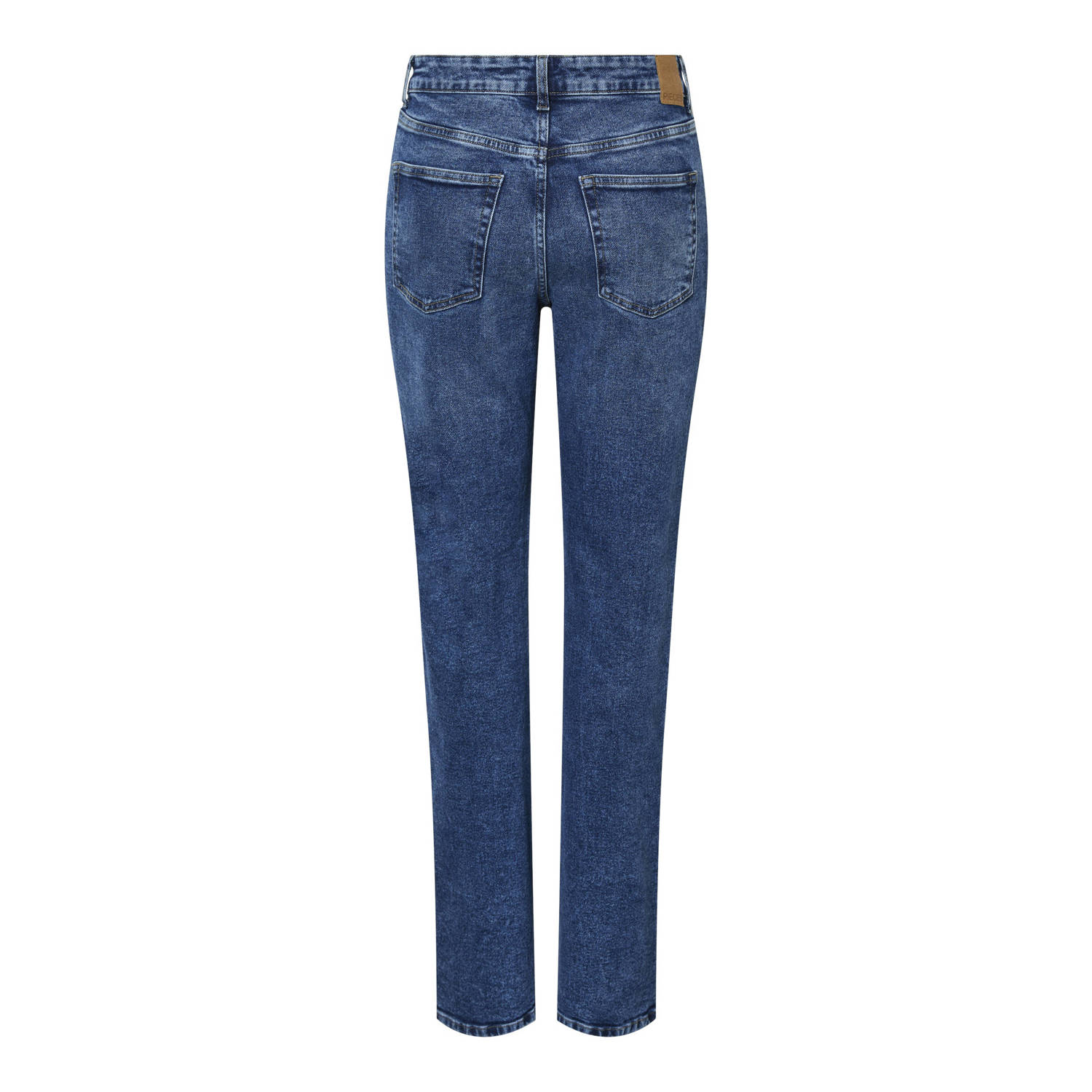 PIECES high waist straight leg jeans medium blue denim