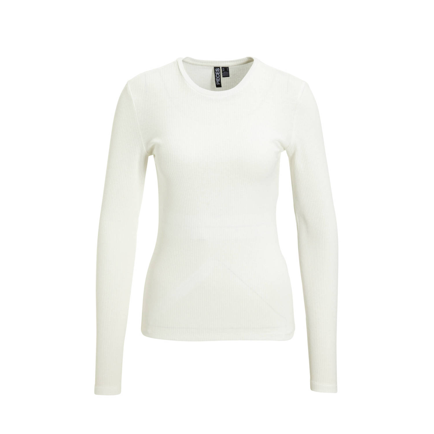 Pieces Slim fit shirt met lange mouwen van biologische katoenmix model 'RUKA'