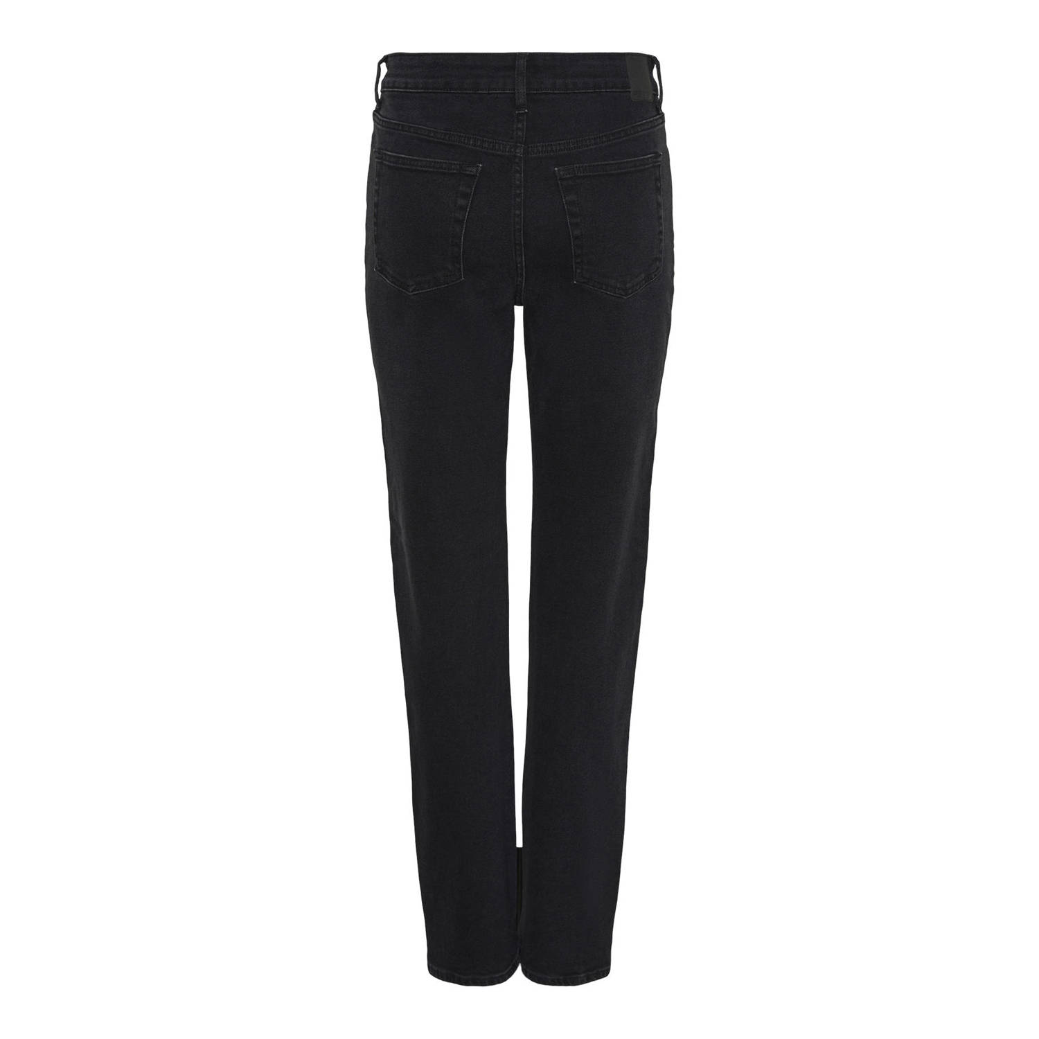 PIECES high waist straight leg jeans black denim