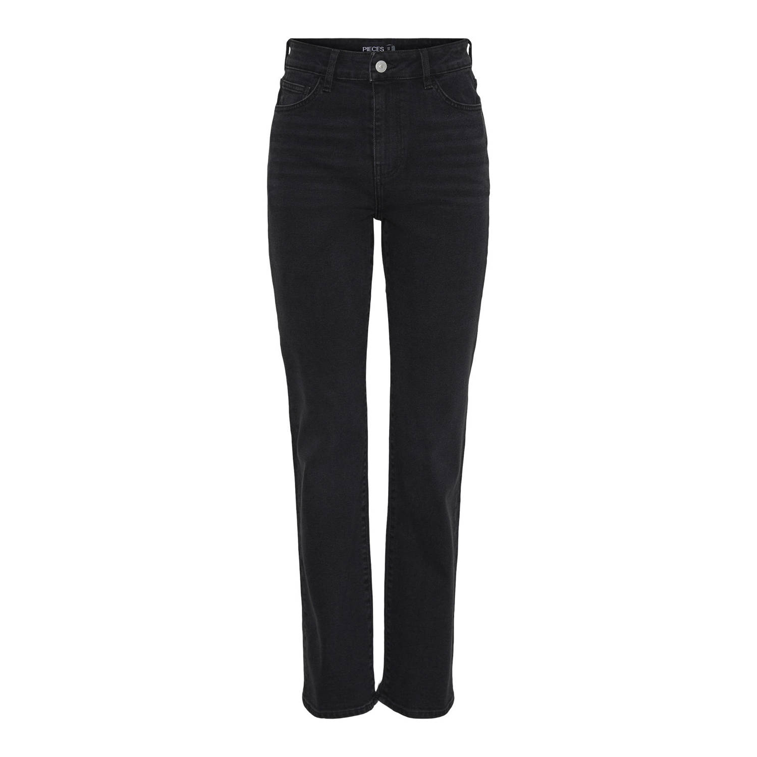 PIECES high waist straight jeans black denim