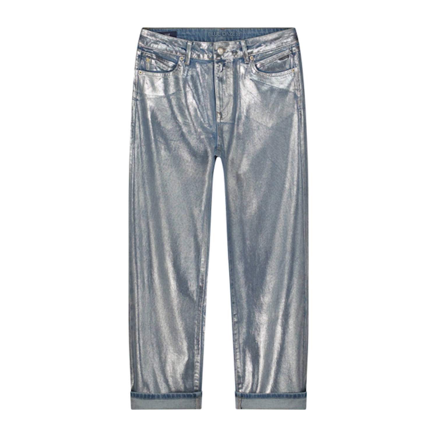 Summum coated straight jeans zilver denim