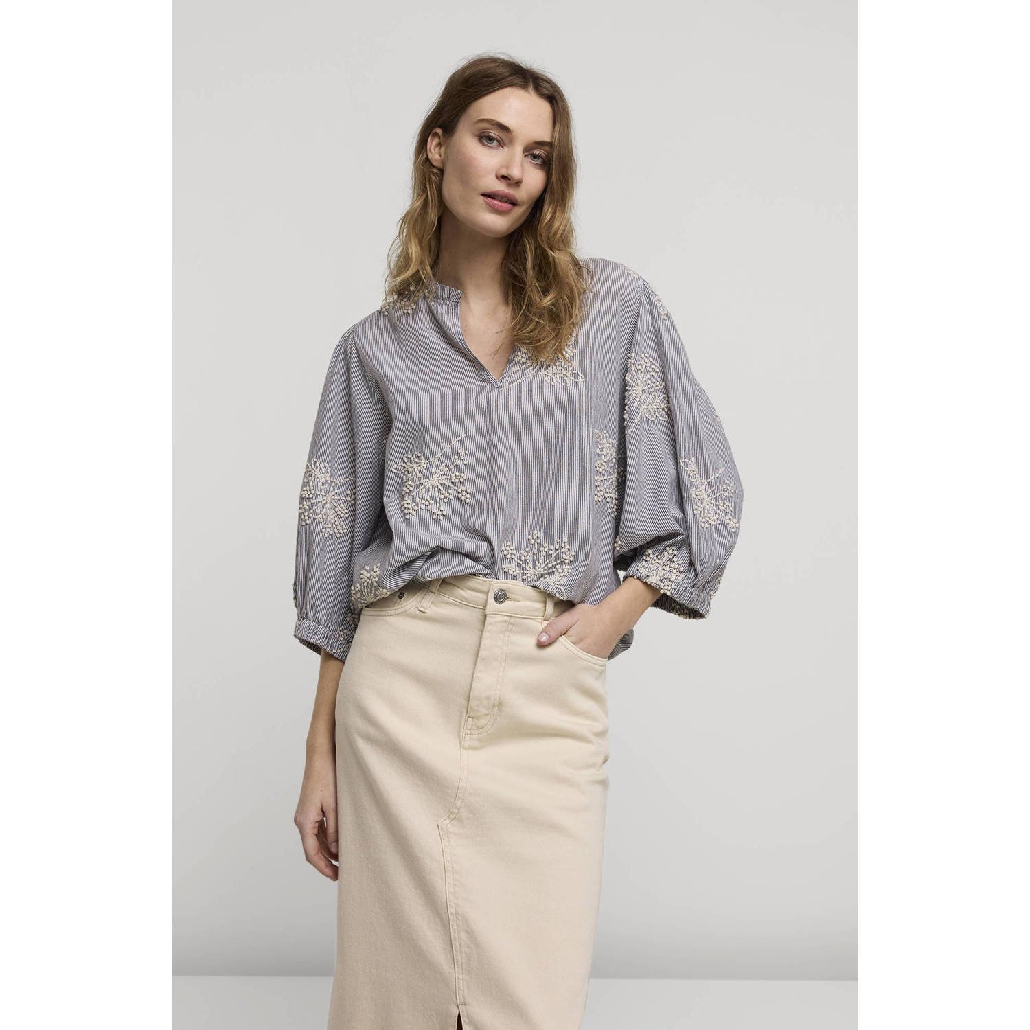 Summum top met all over print lila ecru