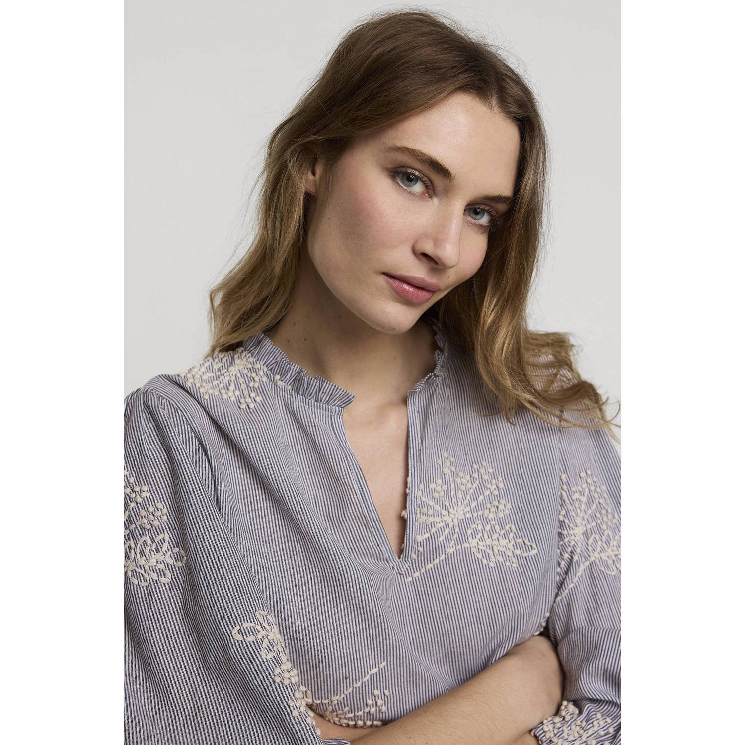 Summum top met all over print lila ecru