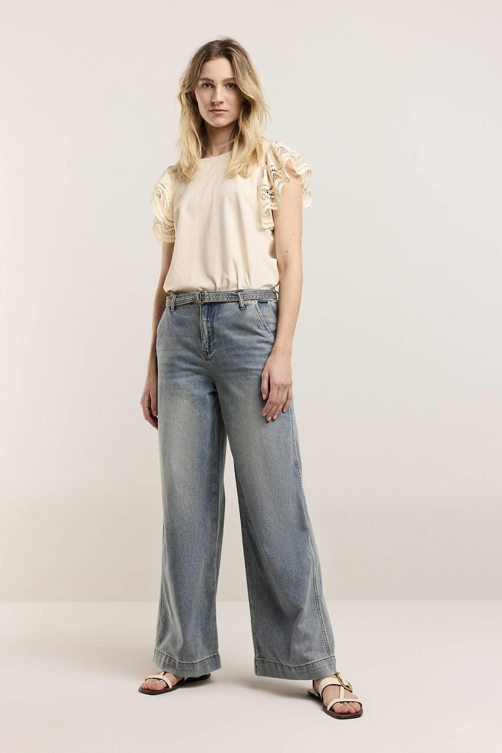 Summum wide leg jeans light blue denim