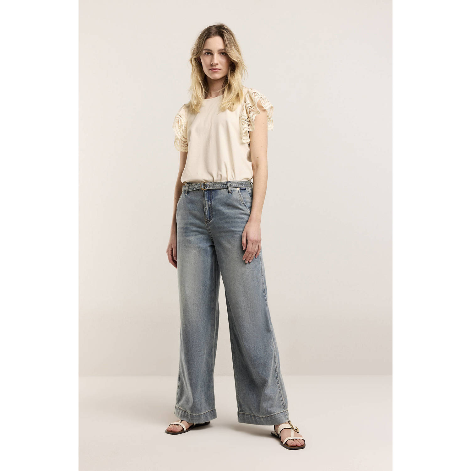 Summum wide leg jeans light blue denim