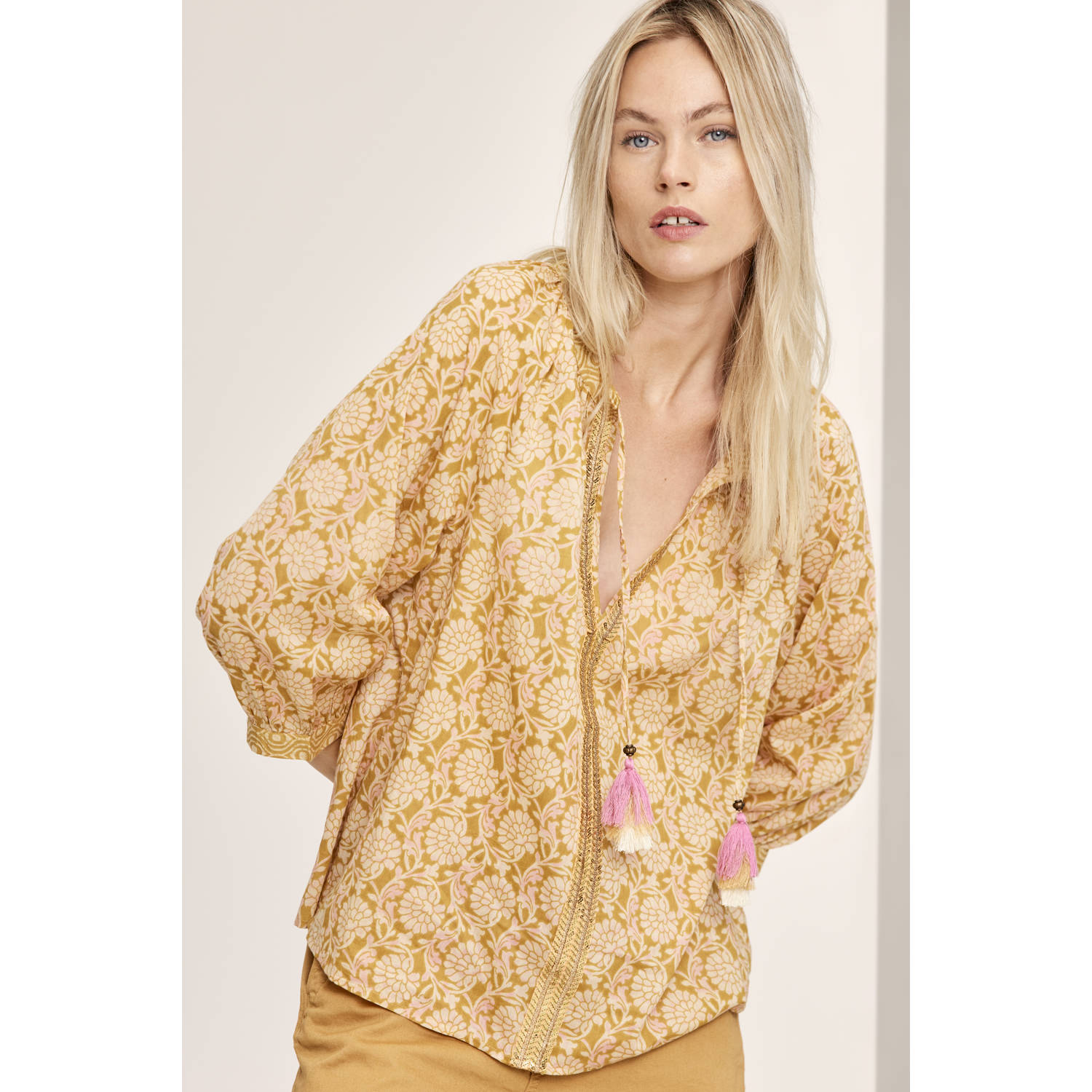 Summum blousetop met all over print oranje