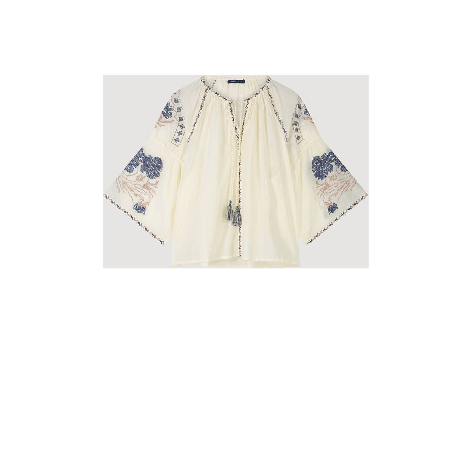 Summum blousetop met printopdruk crème blauw bruin