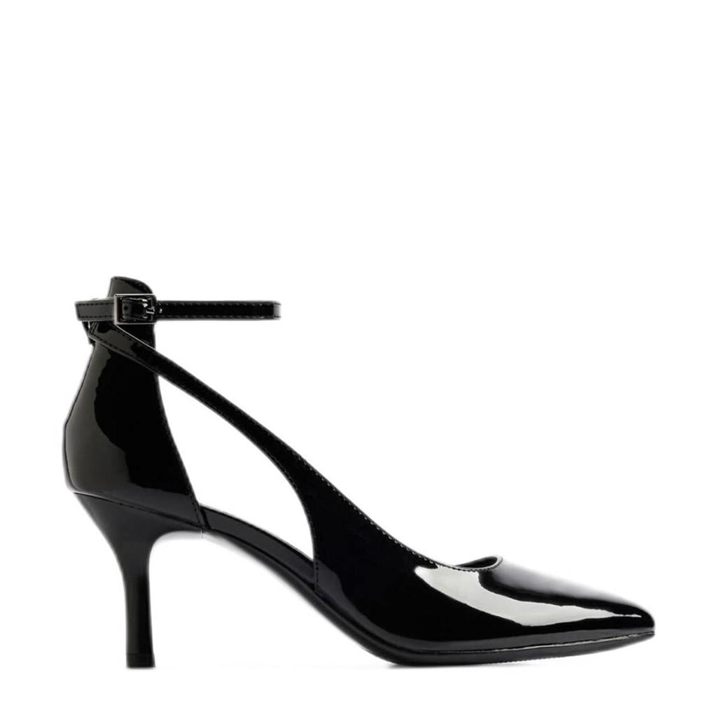Zwarte dames Graceland lak pumps van rubber/imitatie leer met gesp
