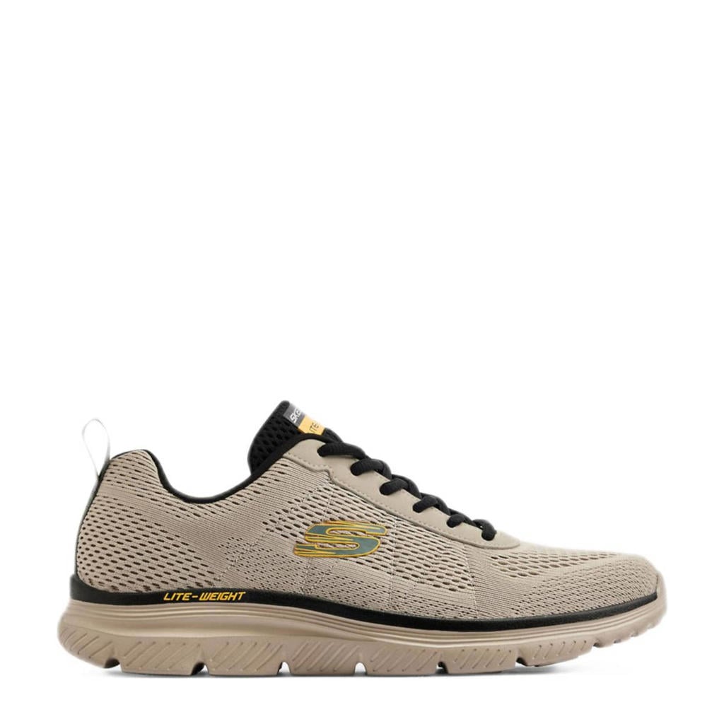 Taupe heren Skechers sneakers van textiel/rubber met veters