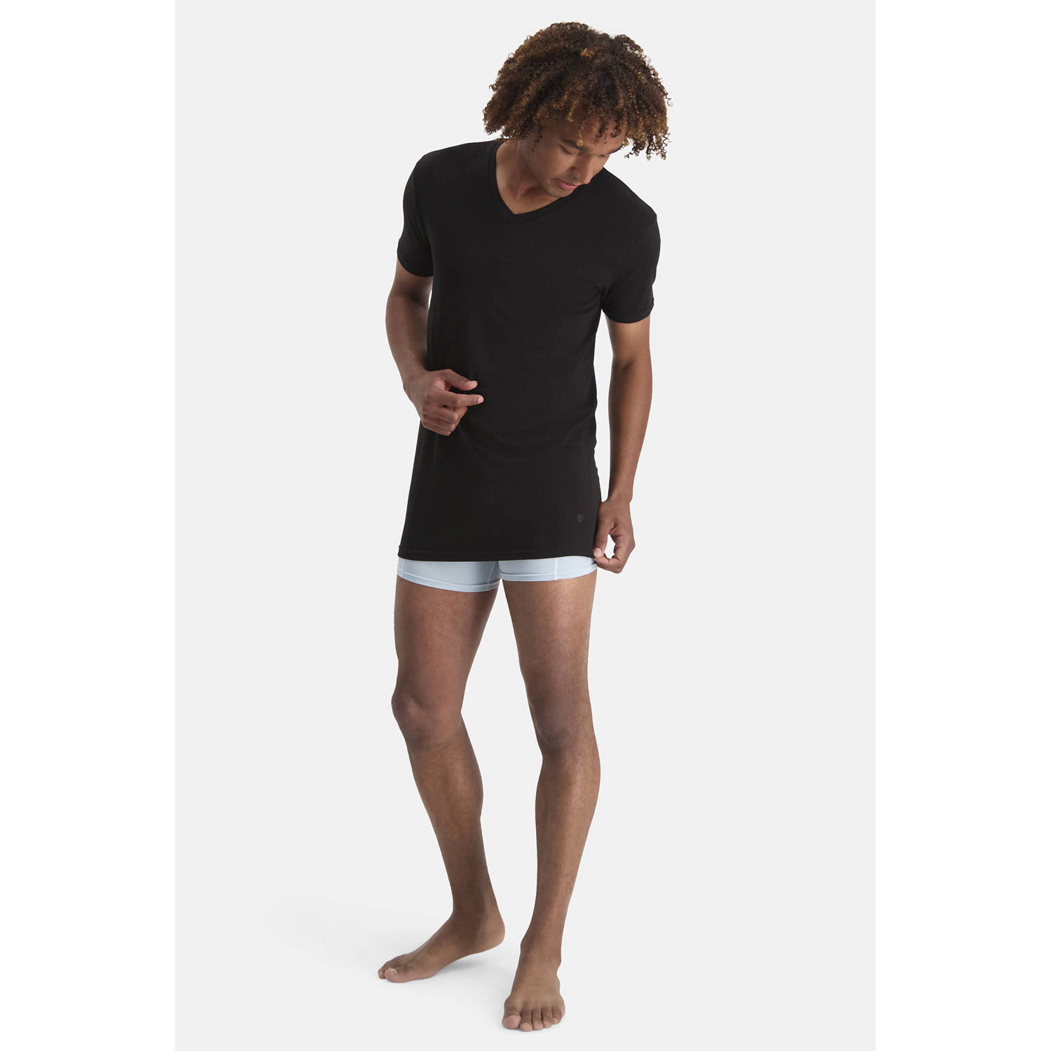 Bamboo Basics long fit ondershirt Velo met bamboe (set van 2) zwart