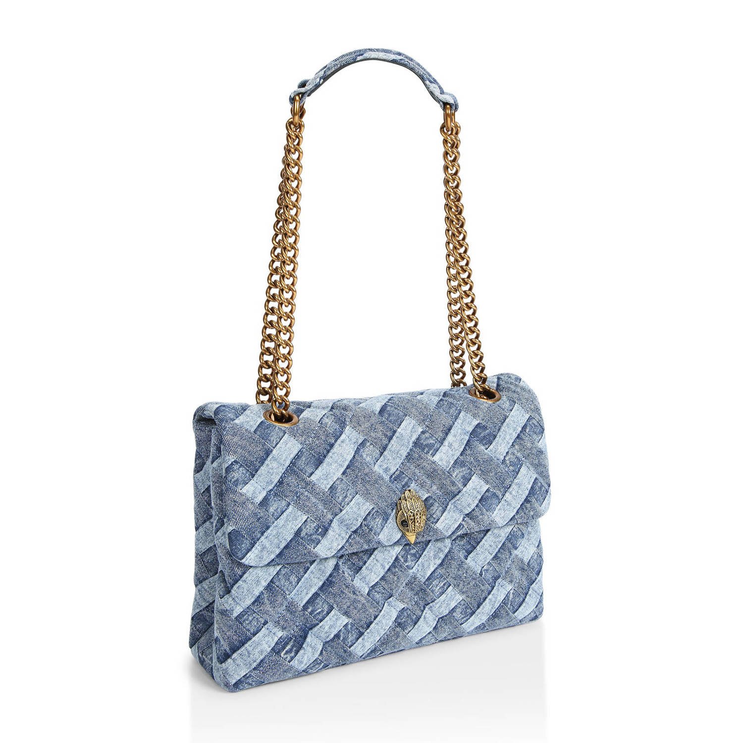 Kurt Geiger denim crossbody tas Kensington Large blauw