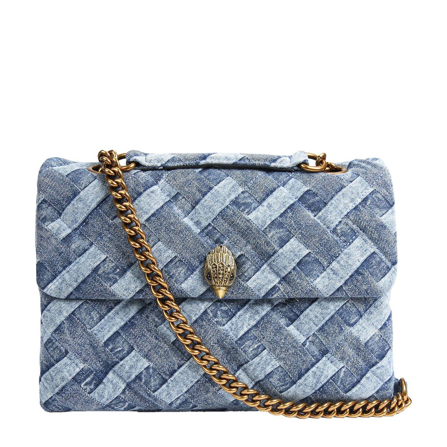 Kurt Geiger denim crossbody tas Kensington Large blauw