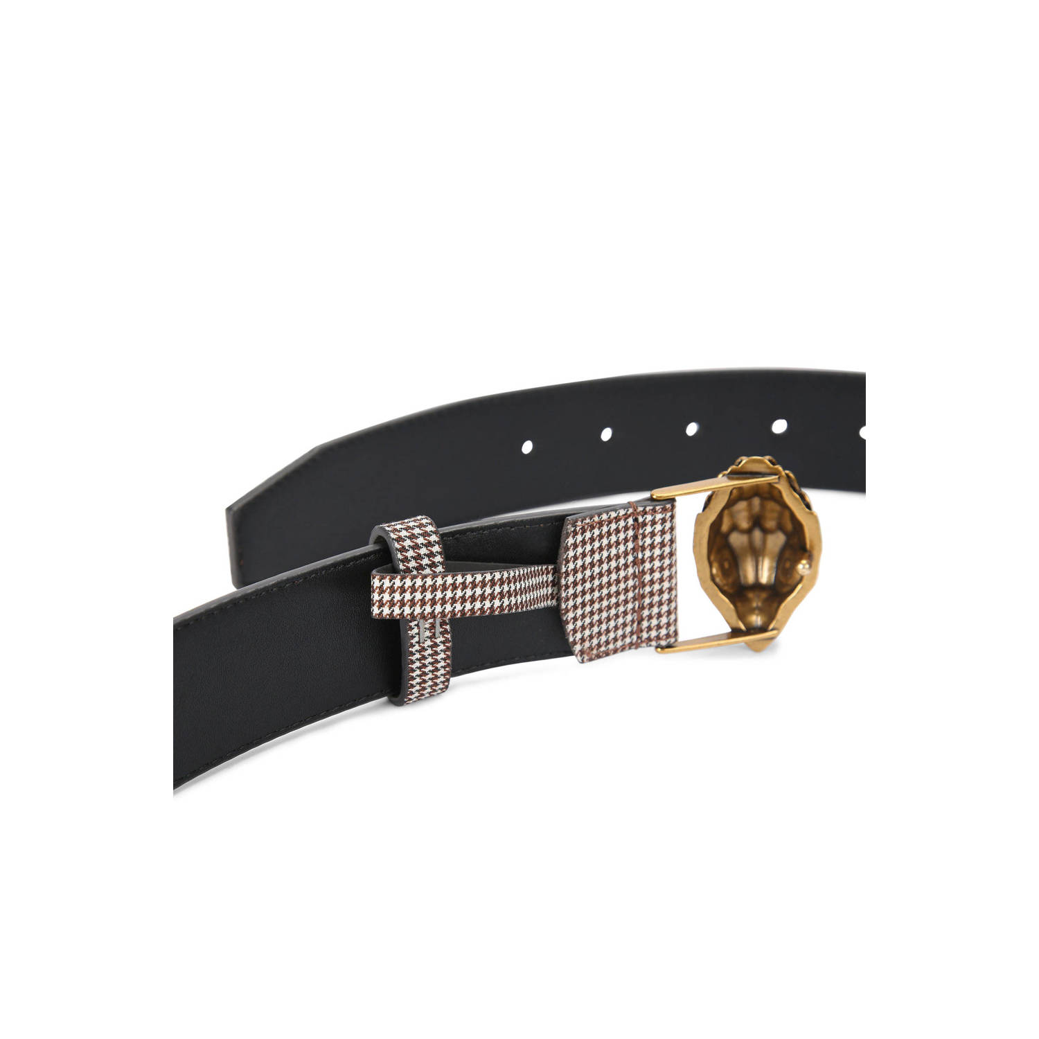 Kurt Geiger riem Kensington met studs en pied-de-poule print zwart wit