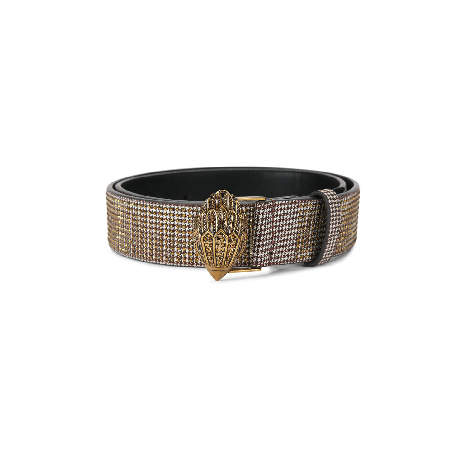 Kurt Geiger riem Kensington met studs en pied-de-poule print zwart wit