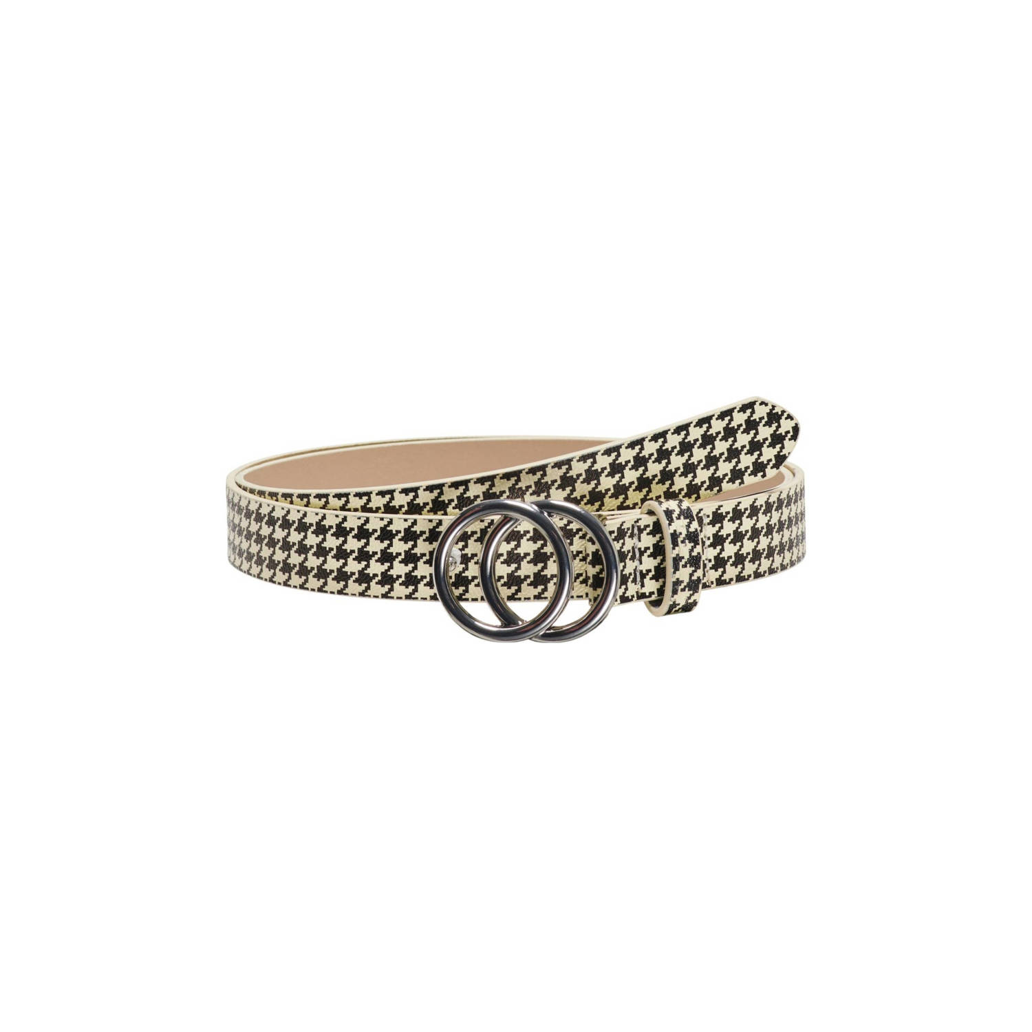 ONLY CARMAKOMA riem CARRASMI met pied-de-poule print zwart wit