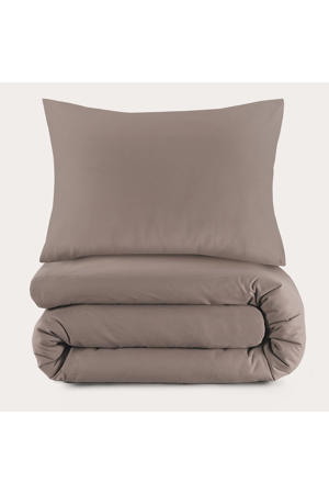 basis dekbedovertrek 1-persoons - taupe (140x200 cm)