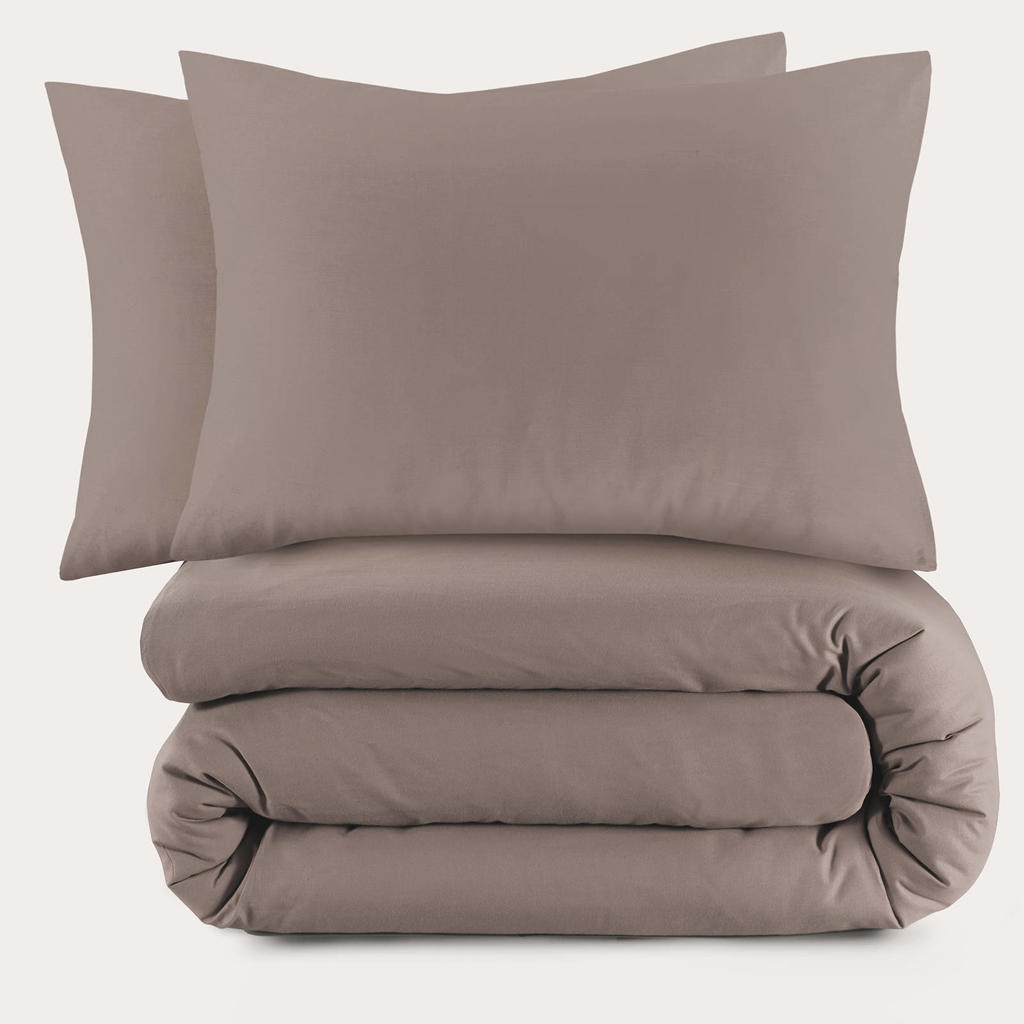 NOUS Living basis dekbedovertrek - taupe (240x220 cm)