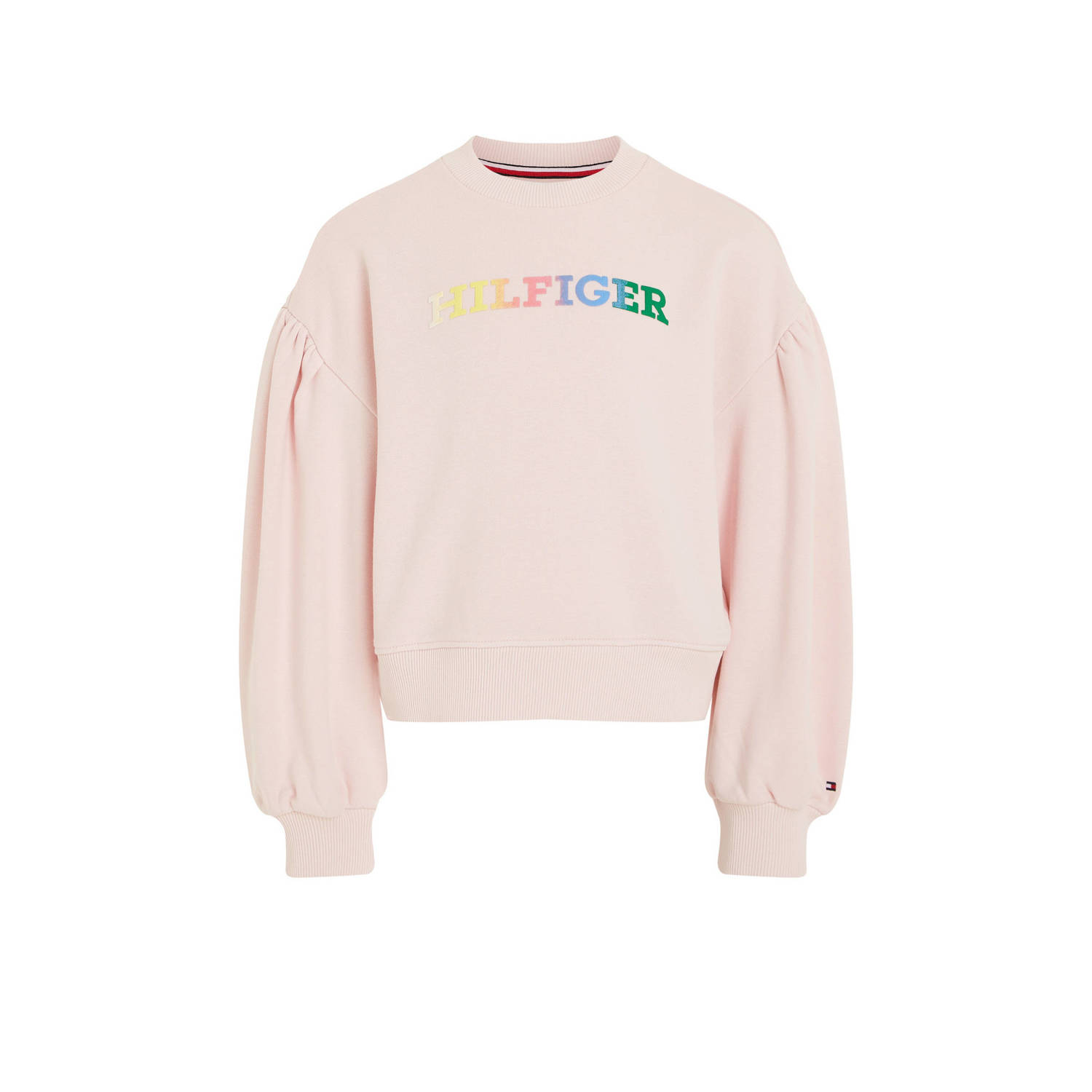 Tommy Hilfiger sweater met tekst zalmroze