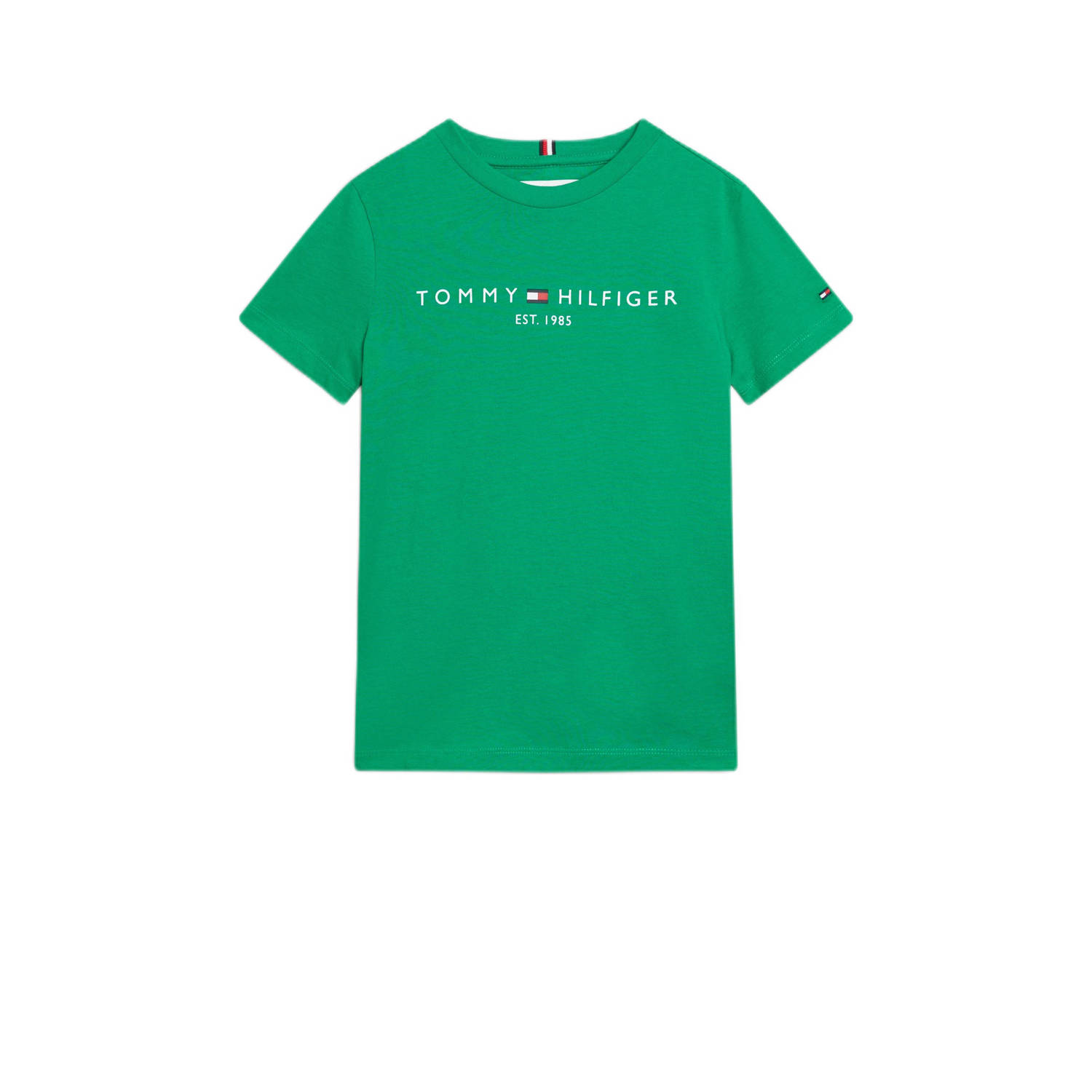 Tommy Hilfiger T-shirt met logo groen Katoen Ronde hals 104