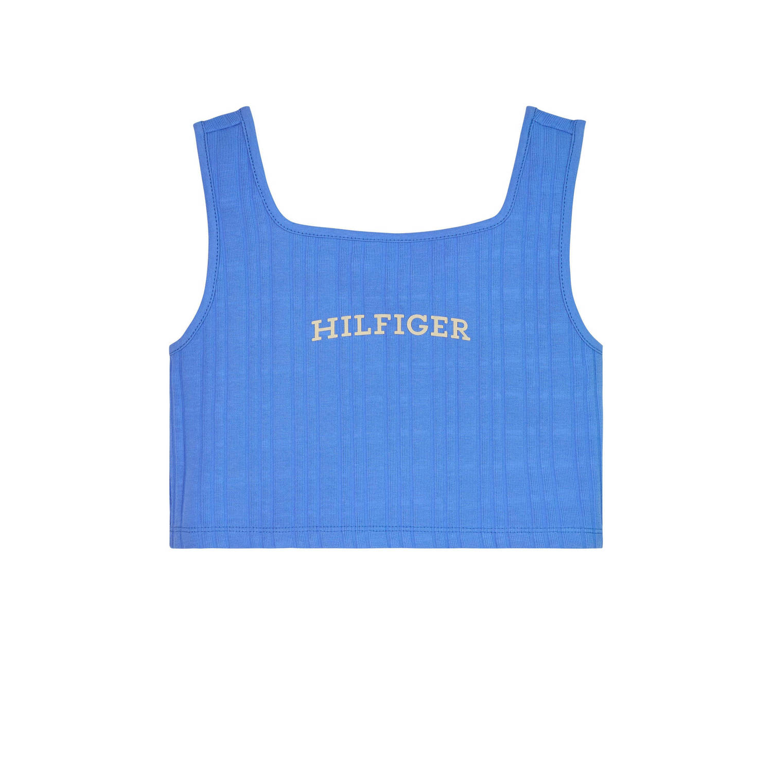 Tommy Hilfiger T-shirt met tekst blauw Meisjes Katoen Ronde hals Tekst 152