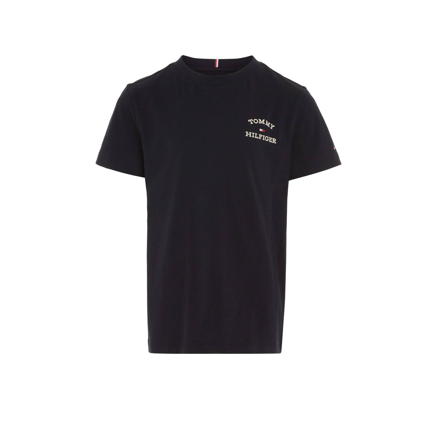 Tommy Hilfiger T-shirt donkerblauw Jongens Katoen Ronde hals Effen 104