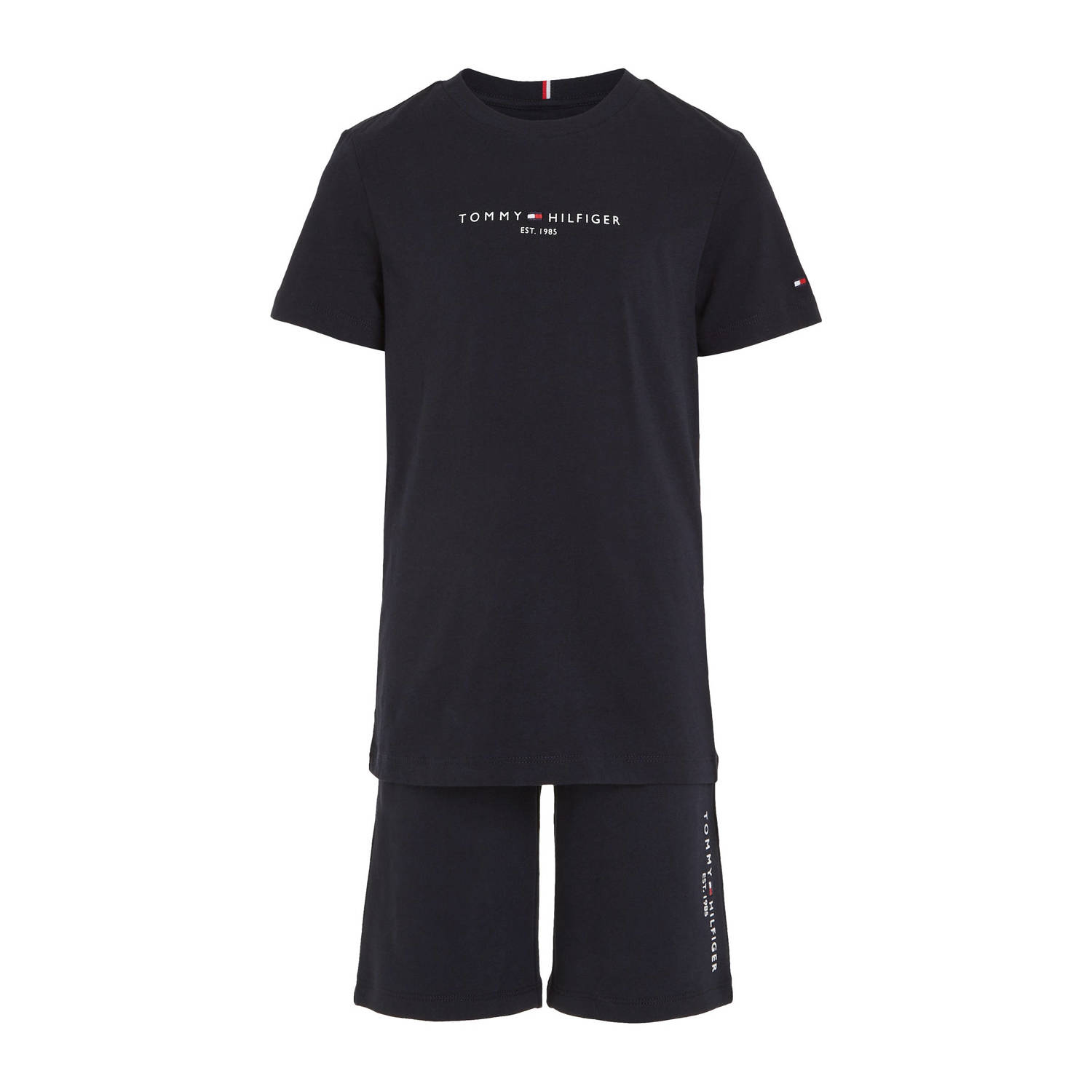 Tommy Hilfiger Shirt + broek Blauw Katoen Ronde hals Effen 128