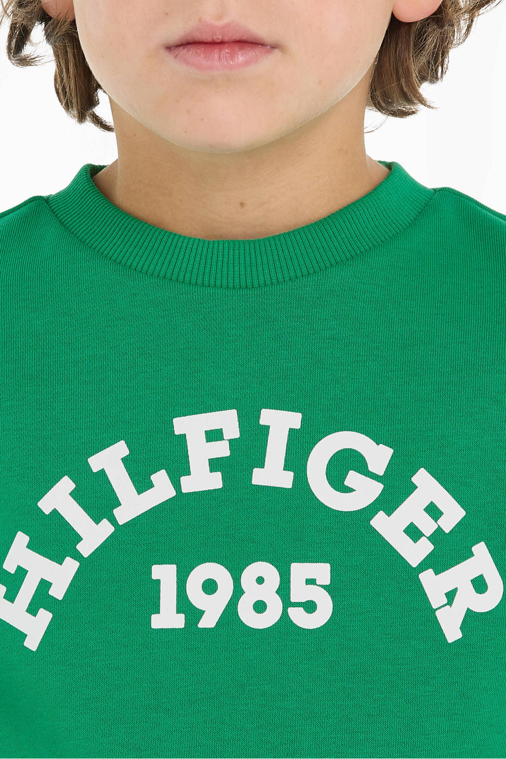 Tommy Hilfiger sweater met logo groen | wehkamp