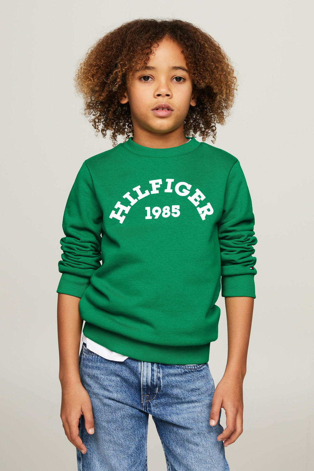 Tommy Hilfiger sweater met logo groen | wehkamp