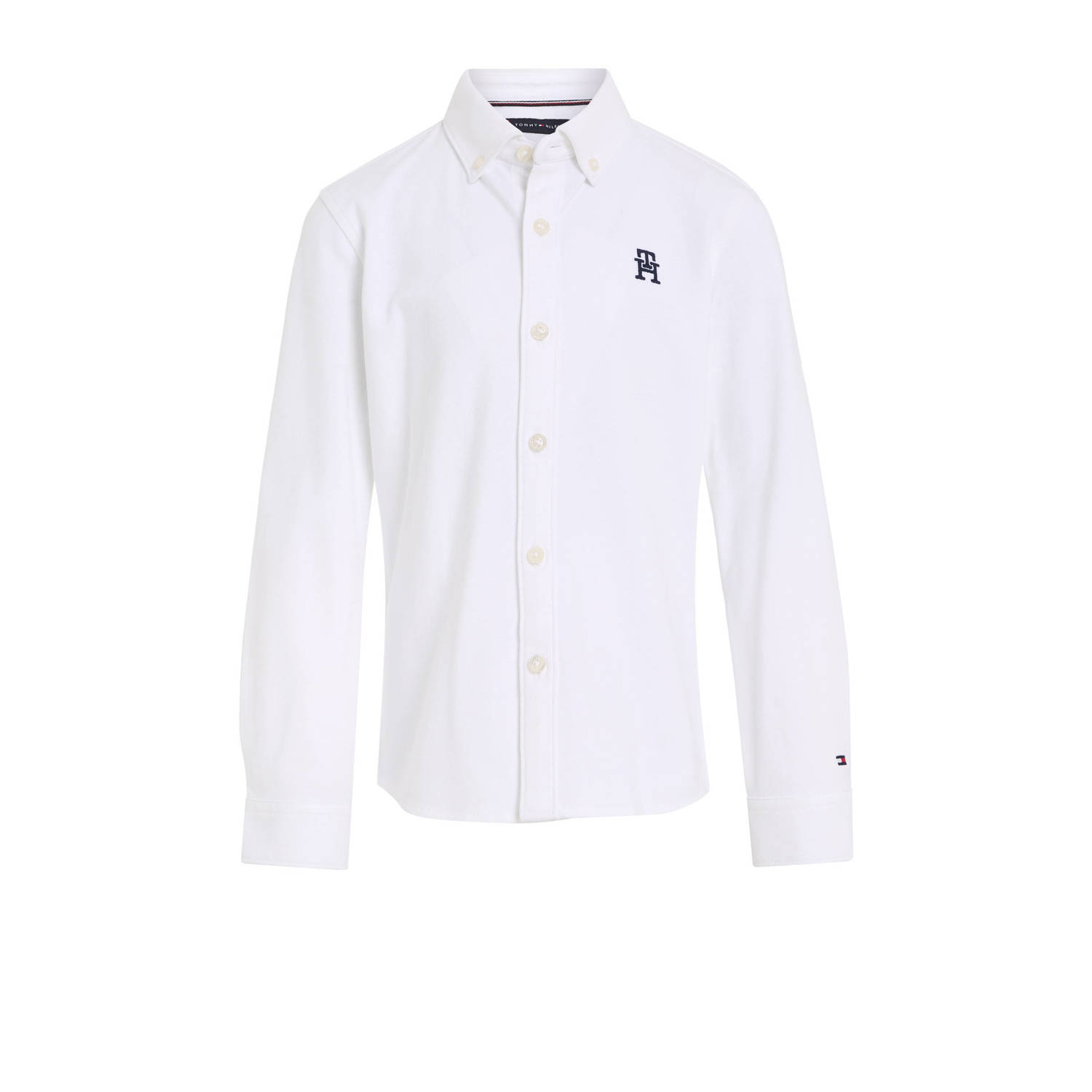 Tommy Hilfiger longsleeve wit Overhemd Katoen Ronde hals Effen 128
