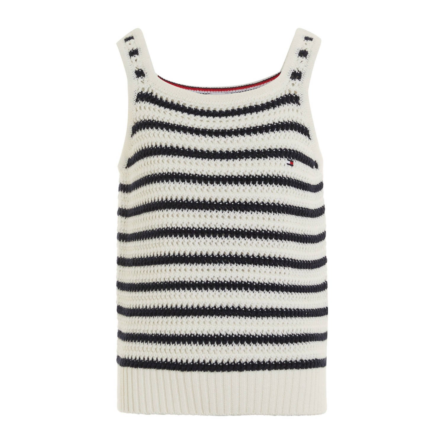 Tommy Hilfiger gestreepte singlet donkerblauw ecru T-shirt Meisjes Katoen Ronde hals 140