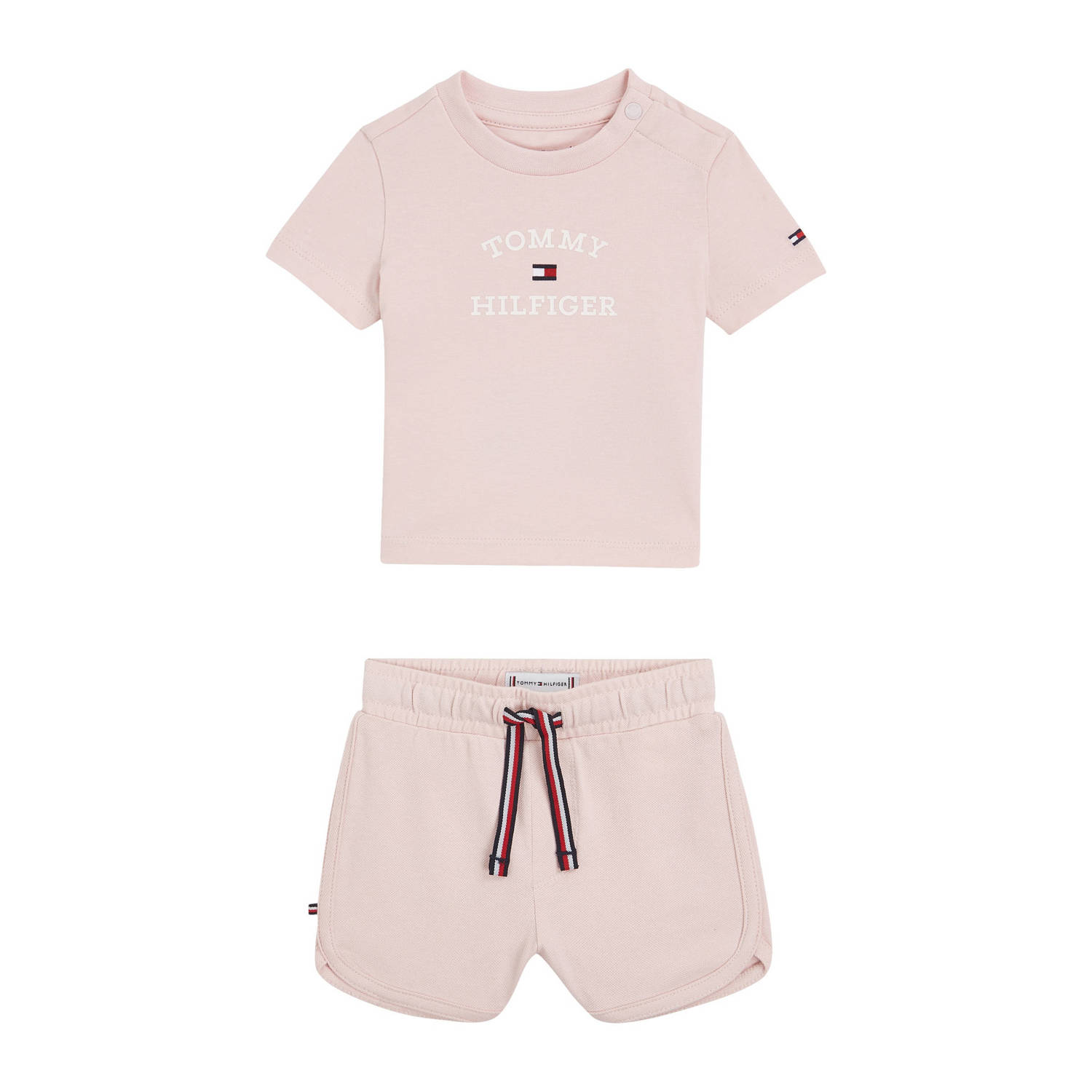 Tommy Hilfiger shirt + broek set van 2 lichtroze Jongens Katoen Ronde hals 62