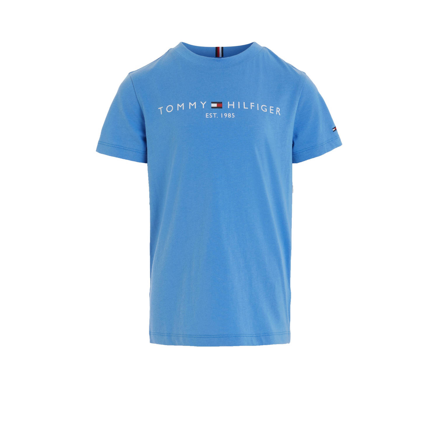 Tommy Hilfiger T-shirt met logo blauw Katoen Ronde hals 104