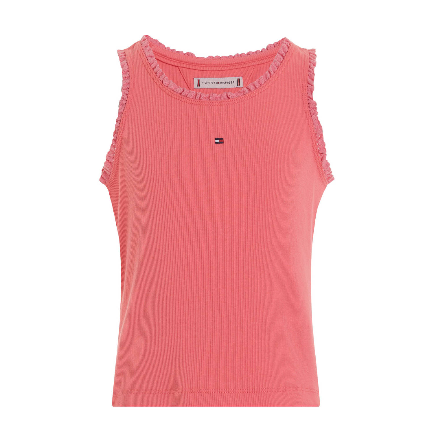 Tommy Hilfiger singlet koraal roze T-shirt Meisjes Katoen Ronde hals Effen 104