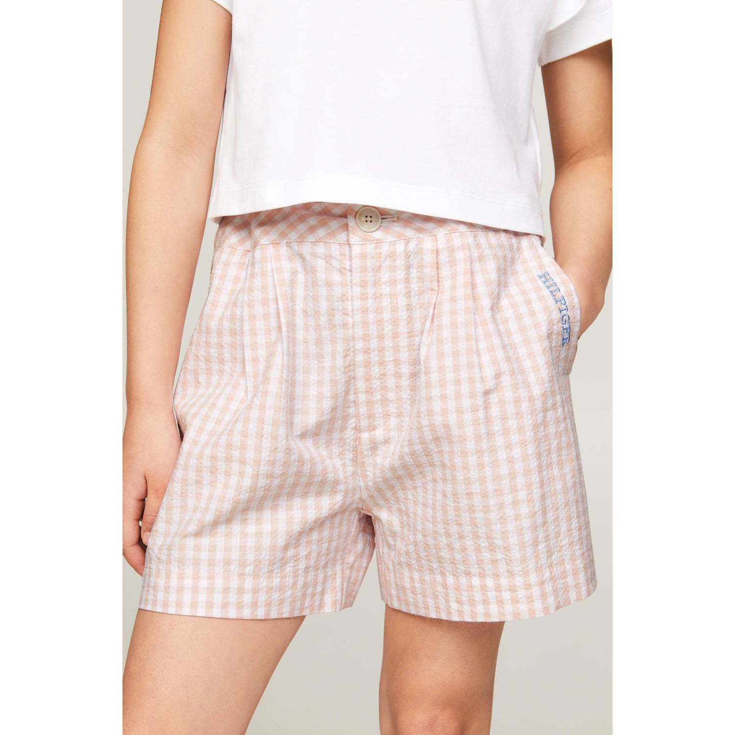 Tommy Hilfiger geruite bermuda lichtroze wit