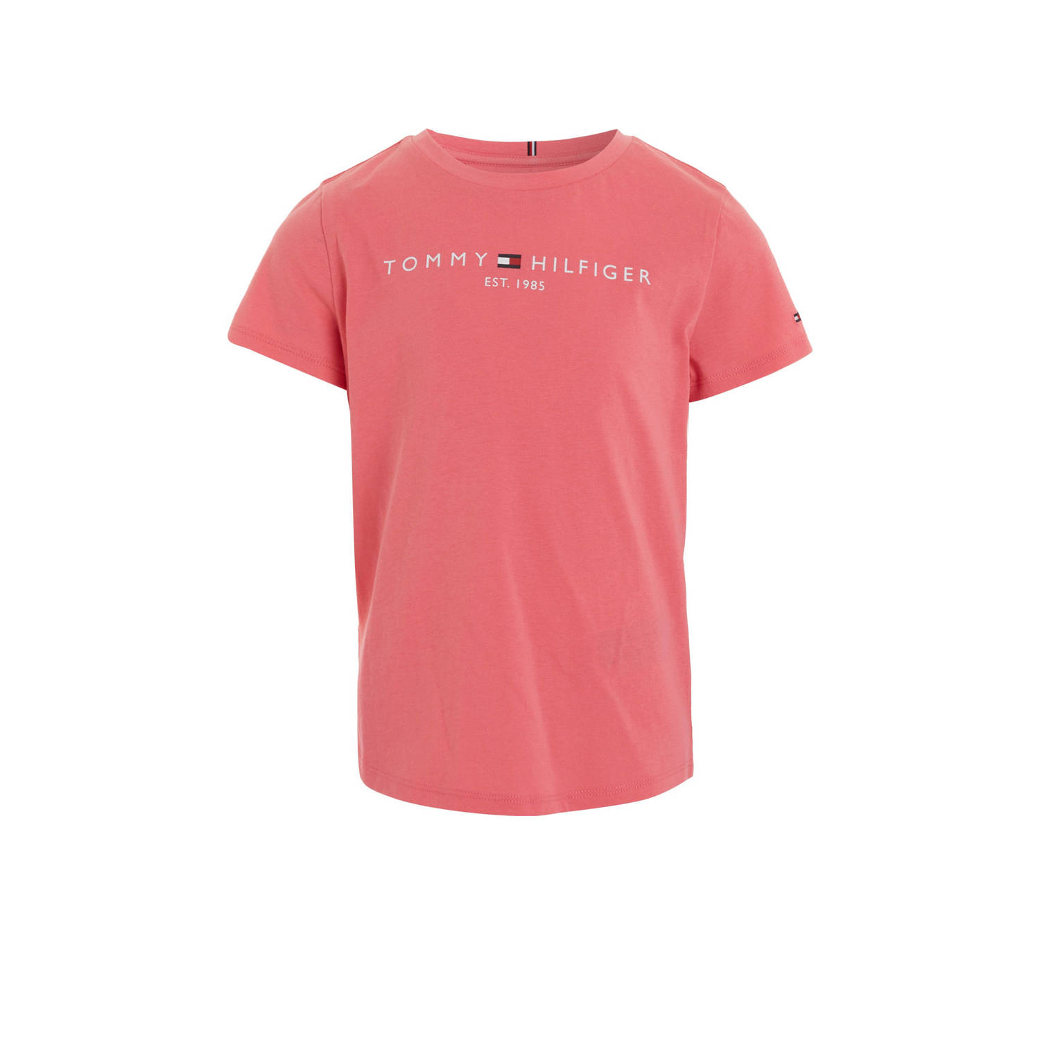 Tommy Hilfiger T-shirt met logo roze Meisjes Katoen Ronde hals Logo 104