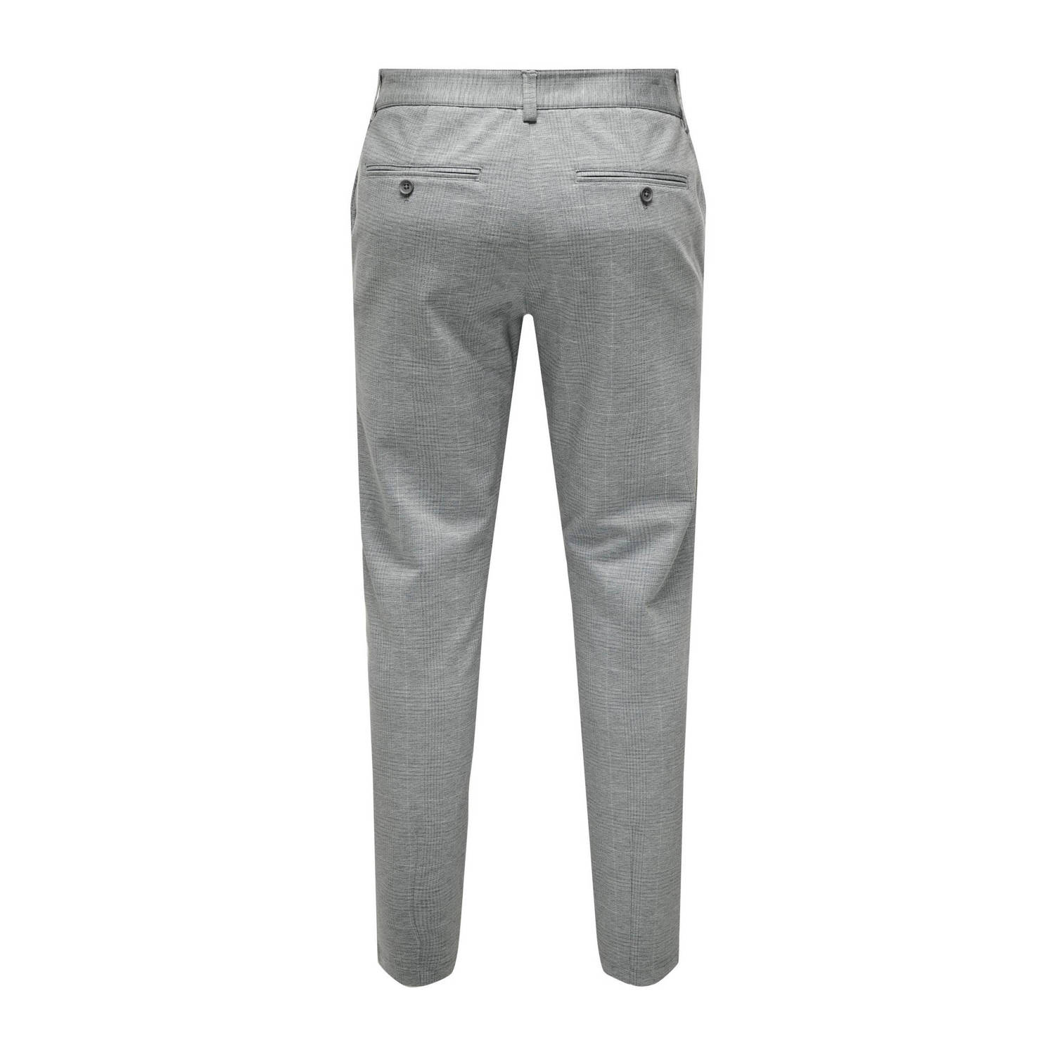 ONLY & SONS geruite slim fit chino ONSMARK medium grey