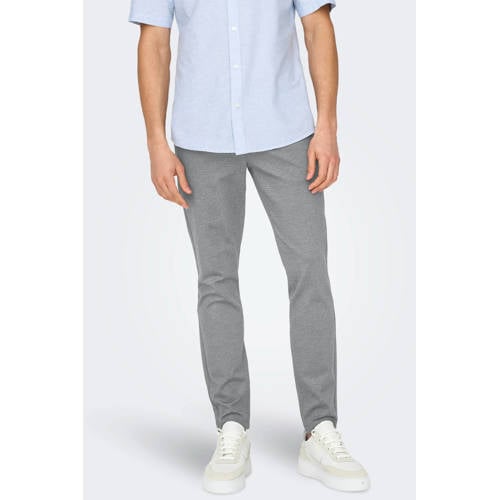 ONLY & SONS geruite slim fit chino ONSMARK medium grey afbeelding