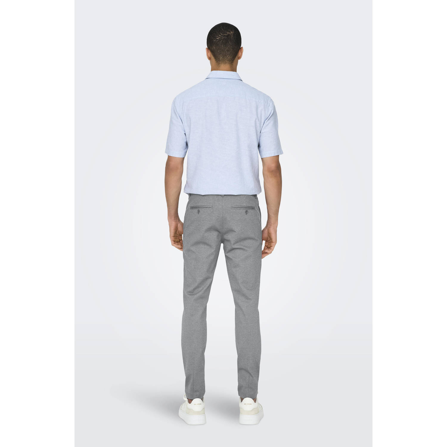 ONLY & SONS geruite slim fit chino ONSMARK medium grey