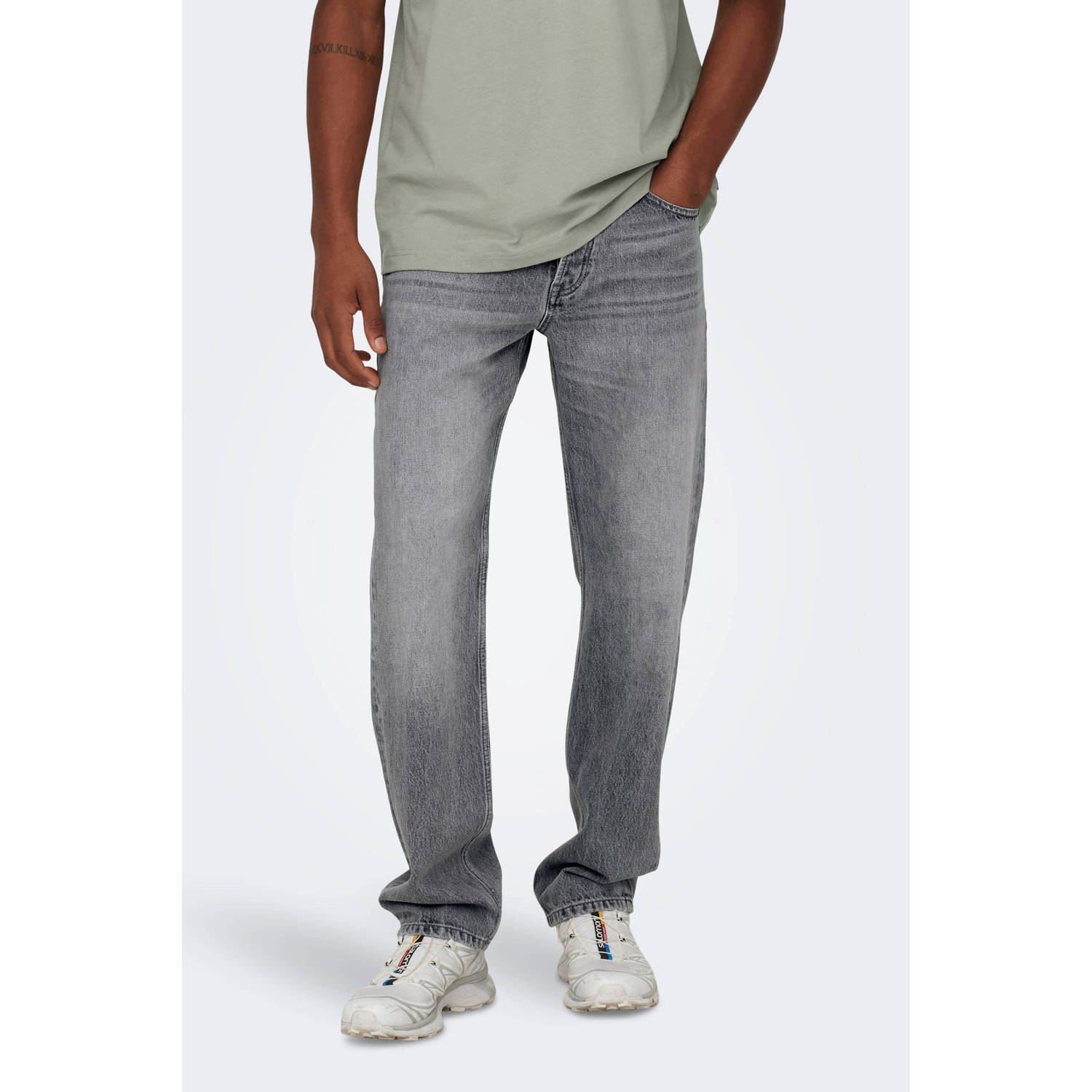 ONLY & SONS straight fit jeans ONSEDGE 8202 medium grey denim