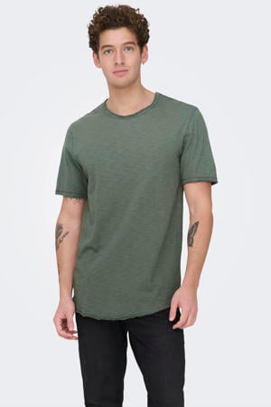 gemeleerd regular fit T-shirt ONSBENNE LIFE LONGY castor gray