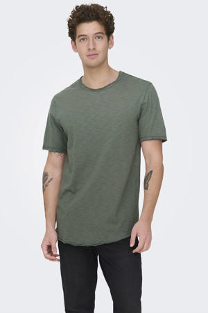 gemeleerd regular fit T-shirt ONSBENNE LIFE LONGY castor gray