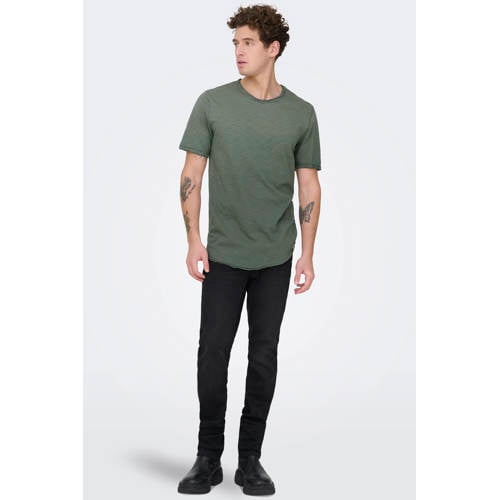 ONLY & SONS gemeleerd regular fit T-shirt ONSBENNE LIFE LONGY castor gray afbeelding