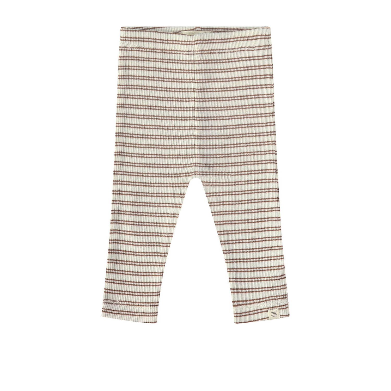 A Tiny Story baby gestreepte regular fit broek beige ecru Stretchkatoen 50