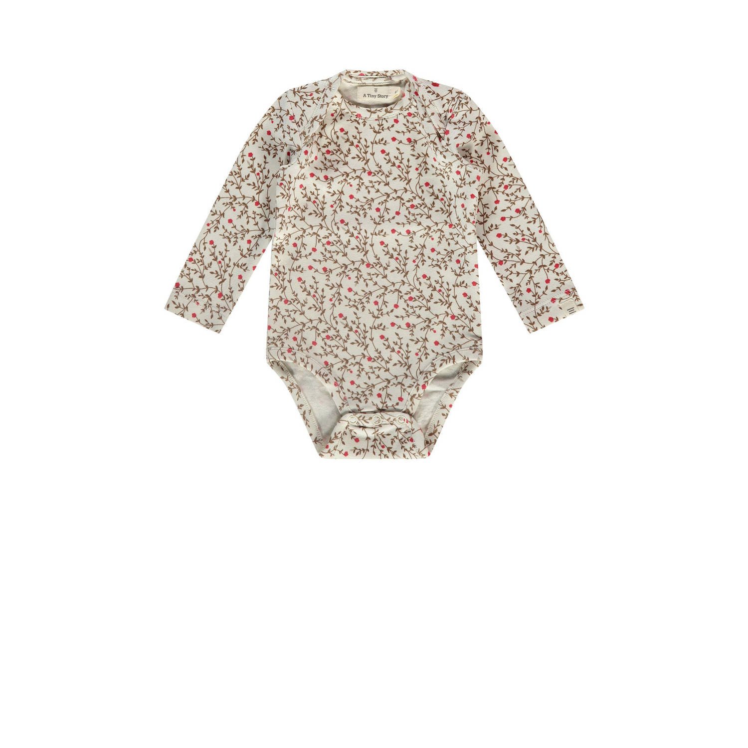 A Tiny Story romper ecru roze groen