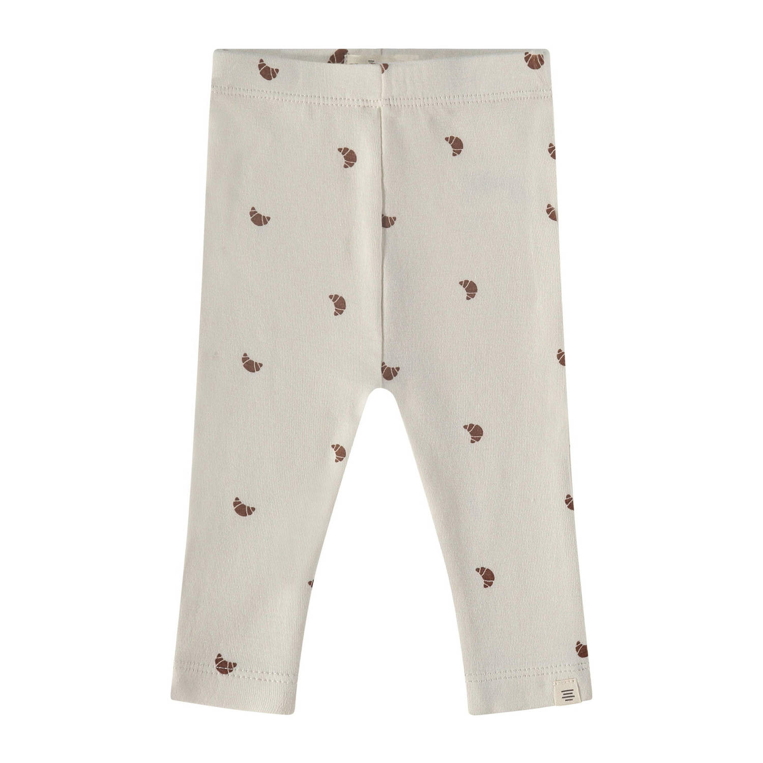 A Tiny Story baby regular fit broek met all over print wit bruin Biologisch katoen 62