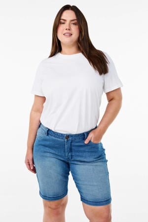 denim slim regular waist short blauw