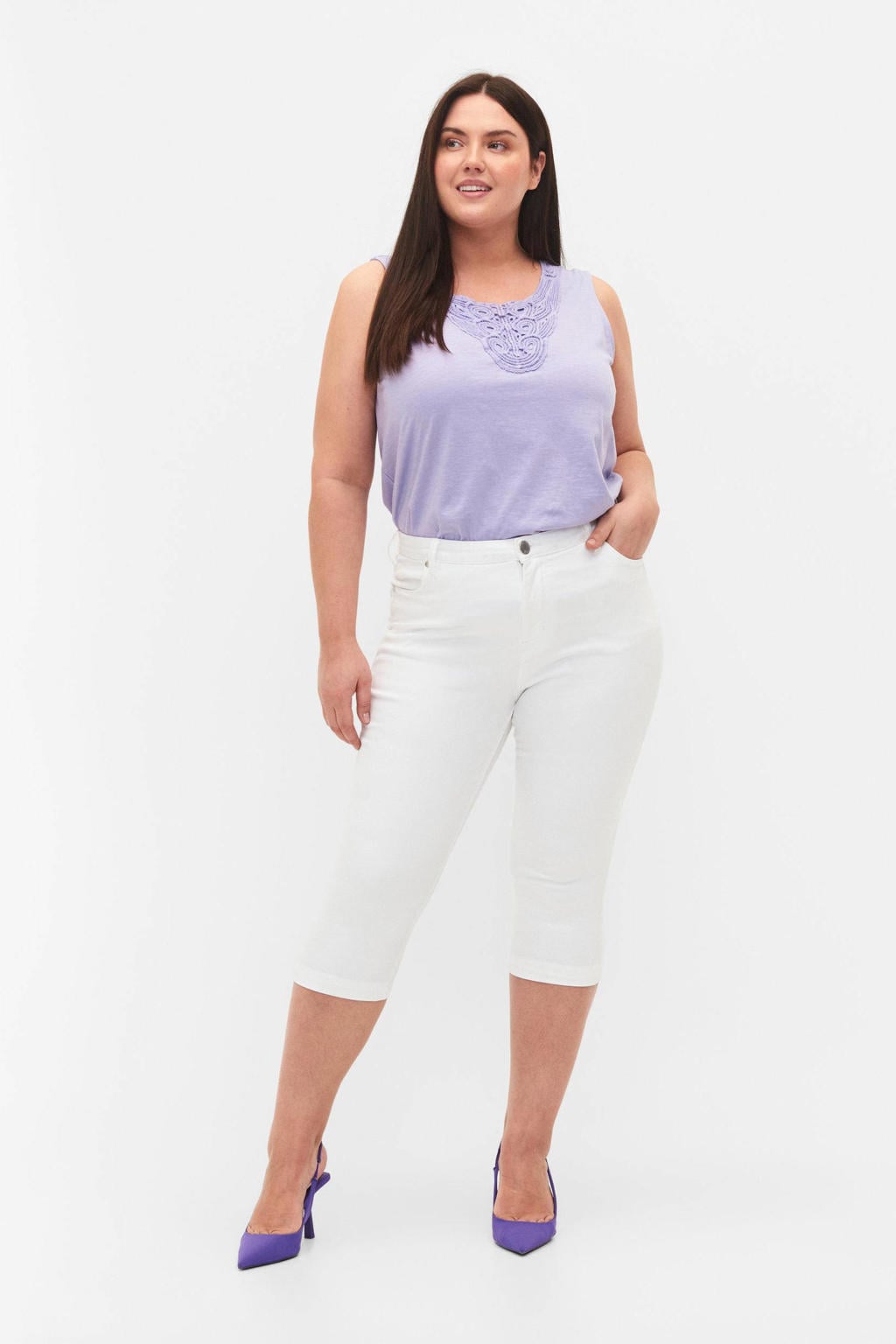 Zizzi high waist capri jeans AMY wit