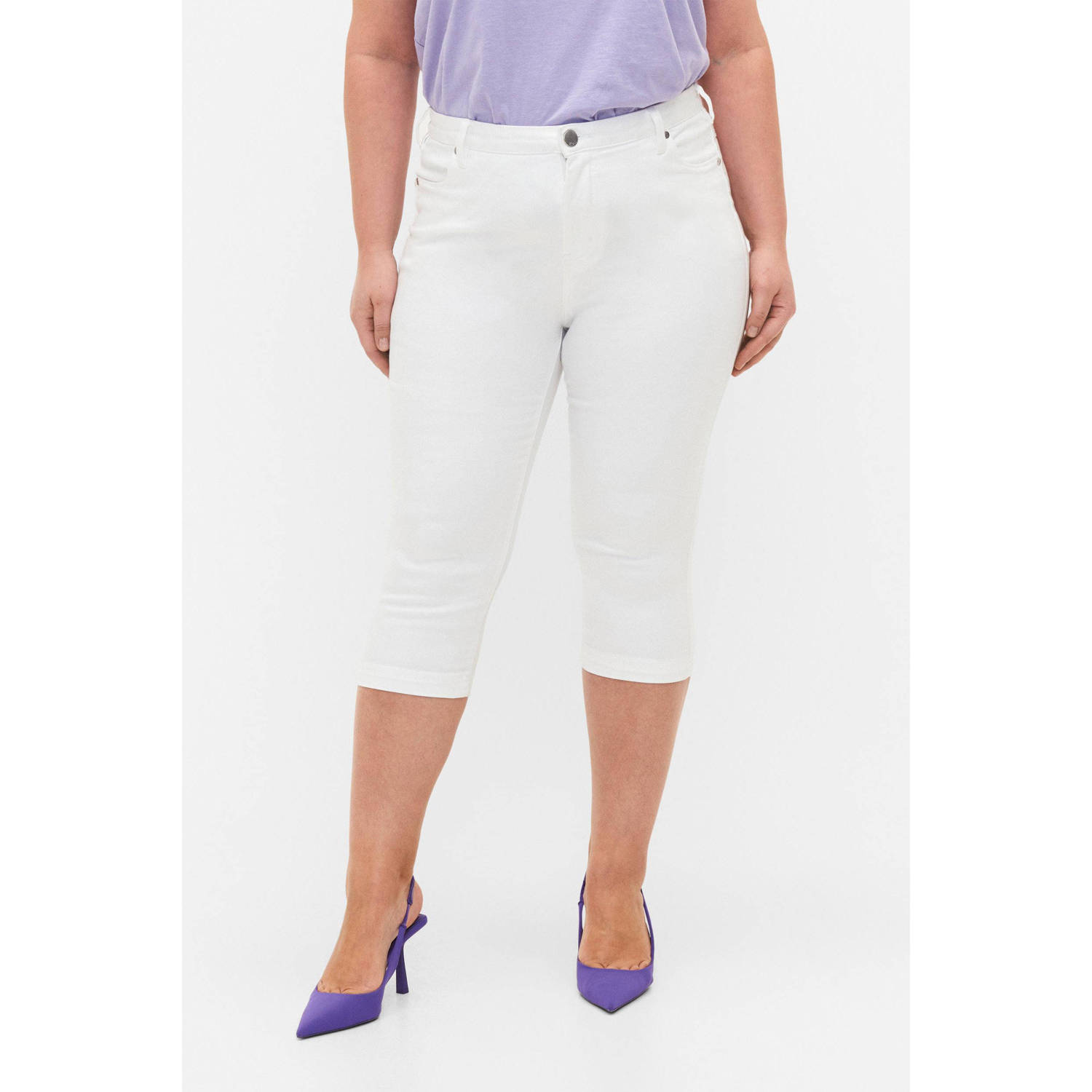 Zizzi high waist capri jeans AMY wit